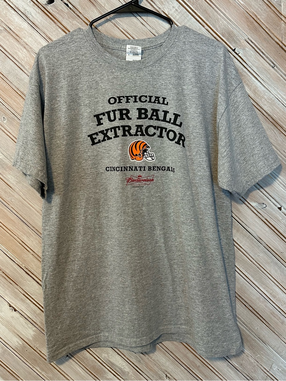 Cincinnati Bengals NFL Football Official Fur Ball Extractor Gray T-Shirt